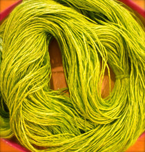 Load image into Gallery viewer, Wet Spun Linen Yarn Soft &amp; Durable &quot;Flourescent Green&quot; Spinning Weaving Plying SUPER FAST SHIPPING!
