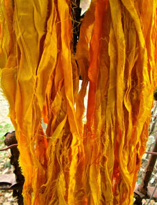 Moroccan Gold Recycled Sari Silk Eyelash Ribbon 5 Yards