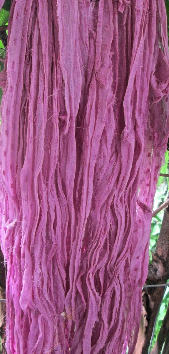 Berry Nubby Recycled Silk Chiffon Ribbon Novelty Yarn 5 Yards